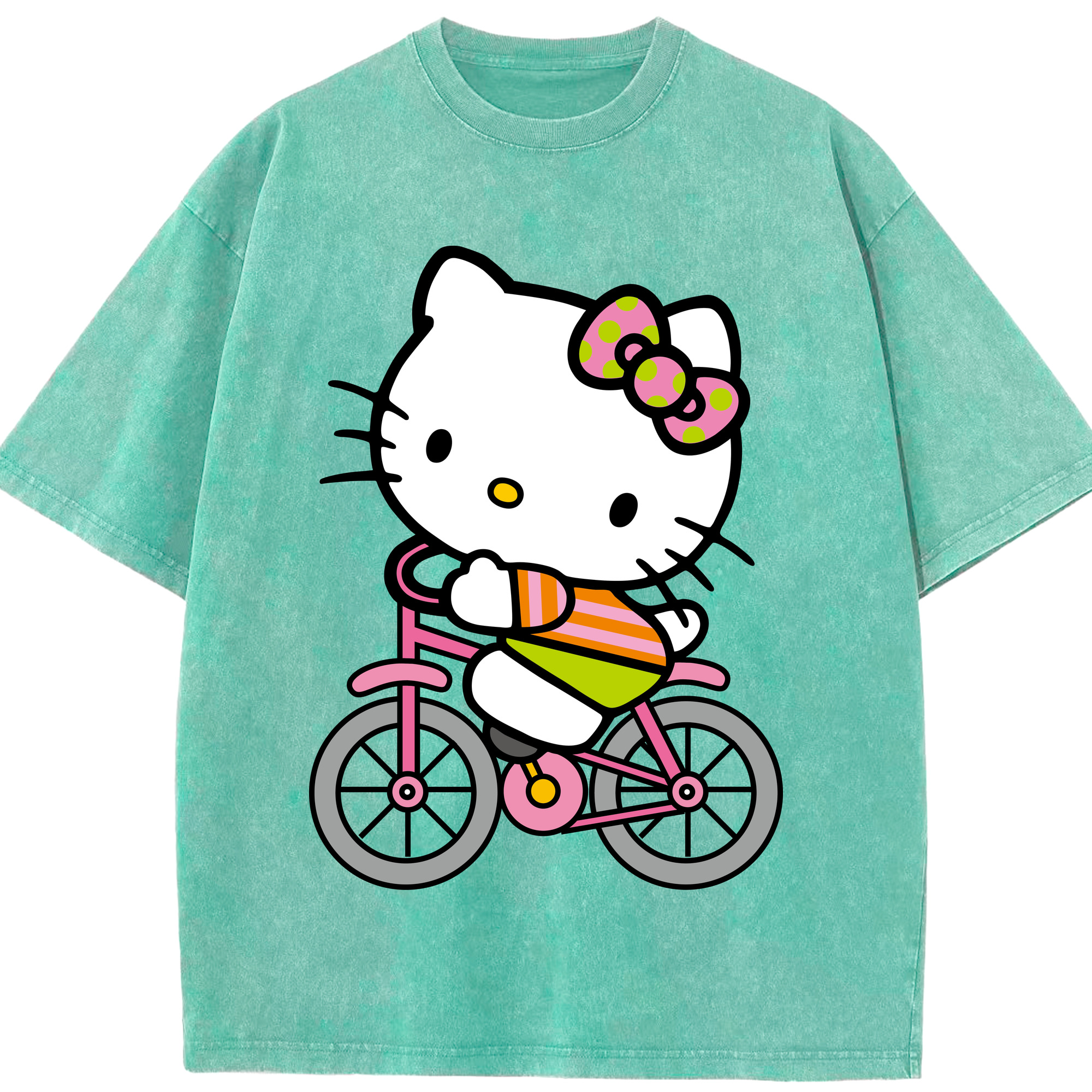 （画像用） Hello Kitty ハローキティ 綿100% ヴィンテージ風 半袖Tシャツ（フロントプリント）